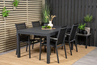 Spisestol Parma & Marbella 2-pakk + Rektangulært spisebord 160 x 100 – svart