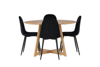 Spisestol Polar & Yakidon 2-pakk + Spisebord rundt ⌀120 – svart og brun
