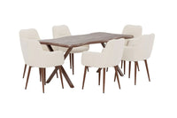 Spisestol Tomorrow & Fiona 2-pakk – beige + Spisebord rektangulært 180 x 90 – walnut