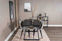 Spisegruppe Polar & Inca 2-pakk + Rektangulært spisebord 160 x 85 – grå og svart