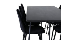 Spisegruppe Petra & Polar 190 x 90 + spisestol 2-pakk – svart