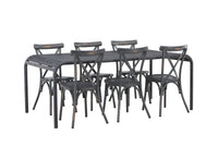Spisebord Borneo & Tablas 200 × 100 + spisestol 2-pakk – svart og mørk grå