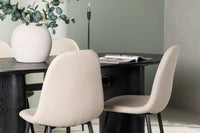 Spisestol Polar & Isolde 2-pakk + Spisebord ovalt 180 x 90 – beige og svart