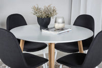 Spisestol Polar & Plaza 2-pakk + Spisebord rundt ⌀100 – svart og hvit