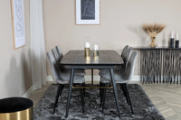 Spisebord rektangulært Gold & Polar 180 x 85 + spisestol 2-pakk – svart og grå