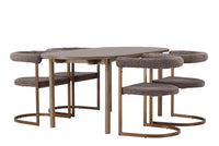 Spisegruppe oval 180 x 90 + 2-pakk spisestoler – natur og brun