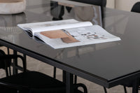 Spisestol 2-pakk + Rektangulært spisebord 200 x 90 – svart