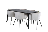 Spisestol Berit & Pelle + rektangulært spisebord 190 x 90 – beige og svart