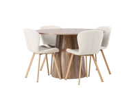 Spisegruppe rund ⌀120 2-pakk – natur og beige