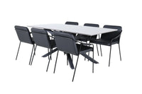 Spisestol Tvist & Piazza 2-pakk + Rektangulært spisebord 180 x 90 – svart
