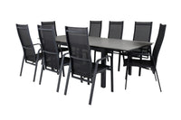 Spisegruppe Levels & Copacabana 160 x 100 + reklinerstol 2-pakk – svart
