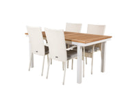 Spisestol Anna & Panama 2-pakk + Rektangulært spisebord 160 x 90 – hvit