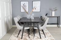 Spisebord Sleek & Velvet Deluxe 195 x 95 + 2-pakk spisestol – svart og lys grå