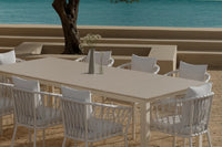 Spisegruppe Levels & Linos 229 × 100 med 2-pakk spisestoler – beige og hvit