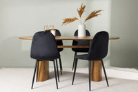 Spisestol 2-pakk Polar & Isolde + Ovalt spisebord 180 x 90 – svart og natur