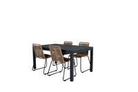 Spisestol Lindos & Marbella 2-pakk + spisebord rektangulært 160 x 100 – brun og svart