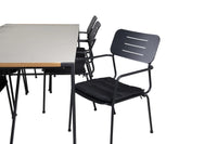 Spisestol Nicke & Texas 2-pakk + Rektangulært spisebord 200 × 100 – svart og lys grå