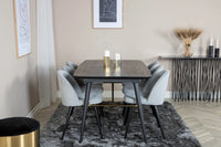 Spisegruppe Gold & Velvet 180 x 85 – svart og lys grå
