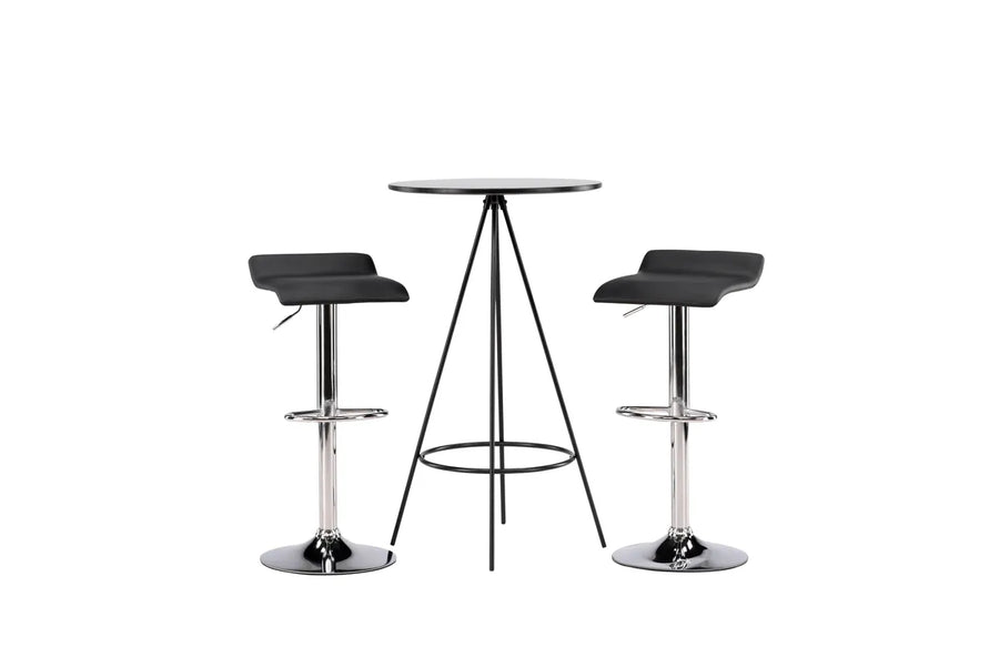 Barstol Jonna & Bistro 2-pakk + barbord ⌀60 – svart