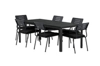 Spisestol Nicke & Mirko 2-pakk + rektangulært spisebord 205 x 90 – svart