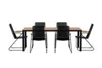 Spisegruppe Bois rektangulært spisebord 205 x 90 + spisestoler 2-pakk – natur og svart