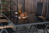 Spisebord Dallas & Panama 193 x 90 + posisjonsstol 2-pakk – svart