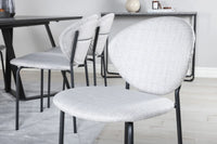Spisestol Vault & Marina 2-pakk + rektangulært spisebord 180 x 90 – grå og svart