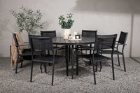 Spisegruppe Copacabana rund ⌀150 + 2-pakk spisestol – svart