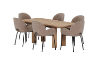 Spisegruppe Lillehammer & Florensa 200 x 90 + 2-pakk spisestoler – natur og brun
