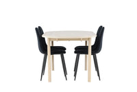 Spisestol Polar & Andy 2-pakk – svart + Spisebord ovalt 180 x 90 – hvitkalket