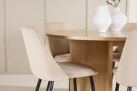 Spisestol Night & Strada 2-pakk – beige + Spisebord rektangulært ⌀120 – whitewash