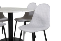 Spisestol Polar & Estelle 2-pakk og rundt spisebord ⌀106 – grå og hvit