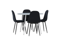 Spisestol Polar & Plaza 2-pakk + Rundt spisebord ⌀100 – svart og grå