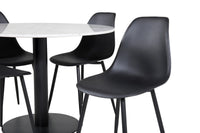Spisegruppe Polar & Estelle 2-pakk + Rundt spisebord ⌀106 – svart og hvit