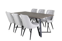Spisegruppe Marina & Velvet Deluxe 180 x 90 + spisestol 2-pakk – natur og grå