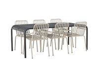 Spisegruppe Borneo & Peking 200 × 100 + 2-pakk spisestoler – svart og beige