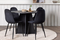 Spisestol Polar & Bootcut 2-pakk + Spisebord rundt ⌀110 – svart