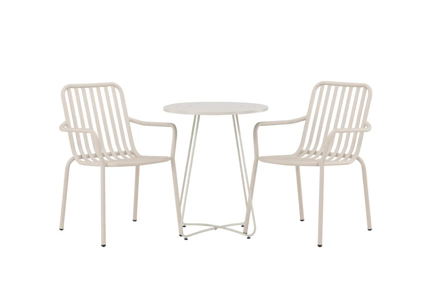Spisestol Peking & Bacong 2-pakk + kafébord ⌀60 – beige