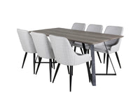 Spisestol Plaza & Marina 2-pakk + Rektangulært spisebord 180 x 90 – grå og natur