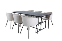 Spisegruppe Berit & Leif 200 x 90 – beige og svart