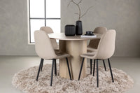 Spisegruppe Olivia & Polar Rund ⌀110 2-pakk – hvitvasket og beige