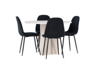 Spisestol Polar & Olivia 2-pakk + Spisebord rundt ⌀110 – svart og beige