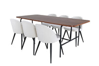 Spisebord Uno & Velvet rektangulært 200 x 90 + spisestol 2-pakk – natur og fløte