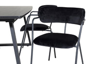 Spisestol Arrow & Inca 2-pakk + rektangulært spisebord 160 x 85 – svart