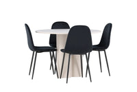 Spisestol Polar & Olivia 2-pakk + Spisebord rundt ⌀110 – svart og beige