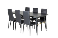 Spisegruppe Gold & Slim 180 x 85 + 2-pakk spisestoler – svart