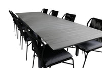 Spisestol Julian & Levels 4-pakk + rektangulært spisebord 229 × 100 – svart