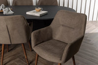 Spisegruppe oval 230 x 115 + spisestol 2-pakk – svart og brun