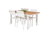 Spisestol Santorini & Panama 2-pakk + Rektangulært spisebord 160 x 90 – hvit