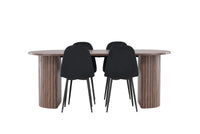 Spisestol Polar & Härön 2-pakk + Spisebord ovalt 200 x 90 – svart og mokka